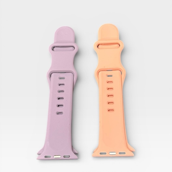 2 Apple Watch 42mm Silicone Bands Purple and Peach - Picture 2 of 3